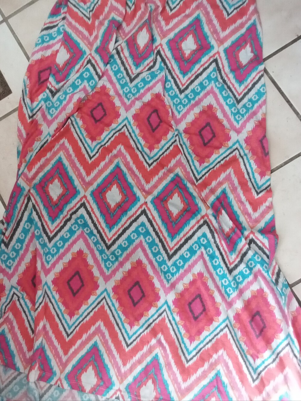 Just Be... Coral & Teal Geometric Maxi Skirt